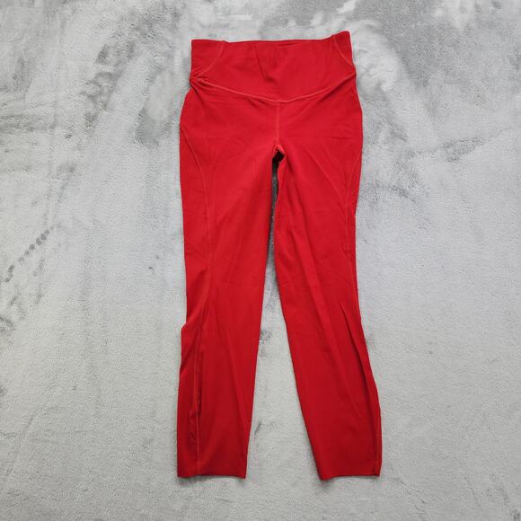 Lululemon Leggings Womens 4 Dark Red Base Pace High-Rise Crop 23" Workout Yoga - Picture 1 of 10